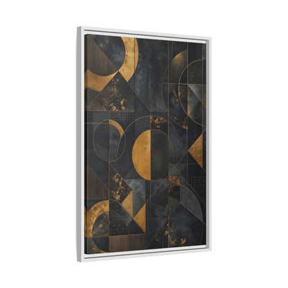 Side Mockup 10. Abstract Geometric Shapes Black And Gold Geometric shown as stretched canvas wall art