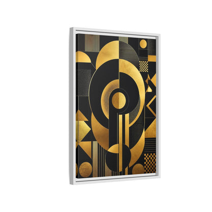 Side Mockup 1. Abstract Geometric Shapes Black And Gold Geometric shown as stretched canvas wall art