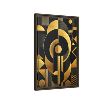 Side Mockup 2. Abstract Geometric Shapes Black And Gold Geometric shown as stretched canvas wall art
