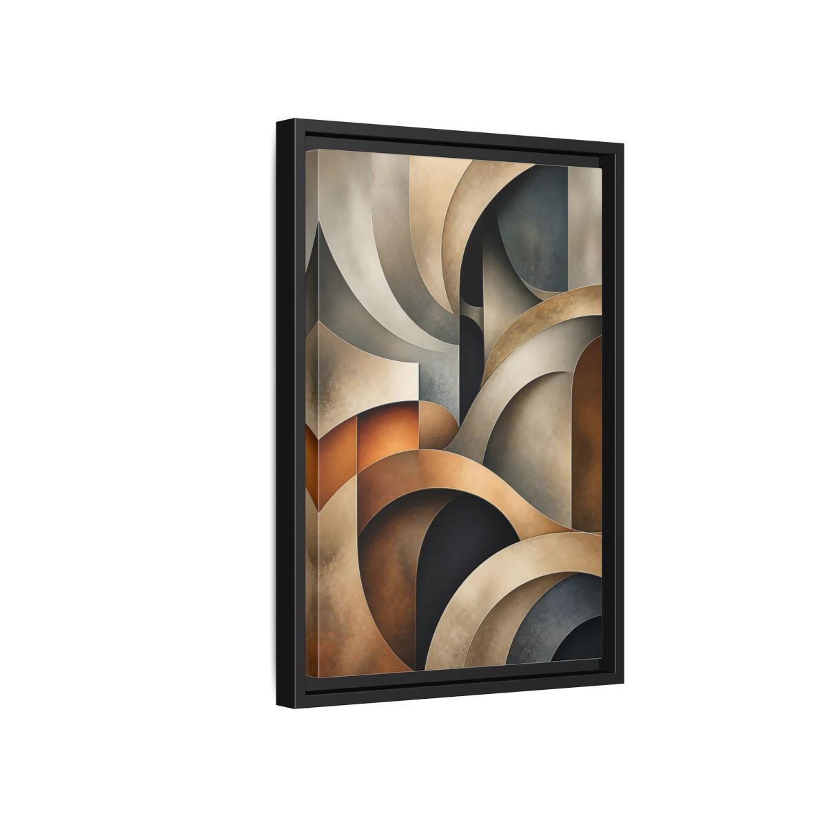 Side Mockup 6. Abstract Geometric Shapes Brown Beige Geometric shown as stretched canvas wall art