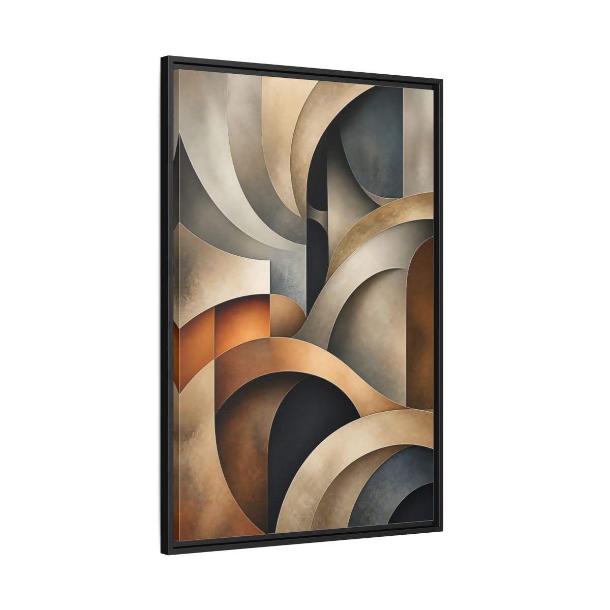 Side Mockup 13. Abstract Geometric Shapes Brown Beige Geometric shown as stretched canvas wall art