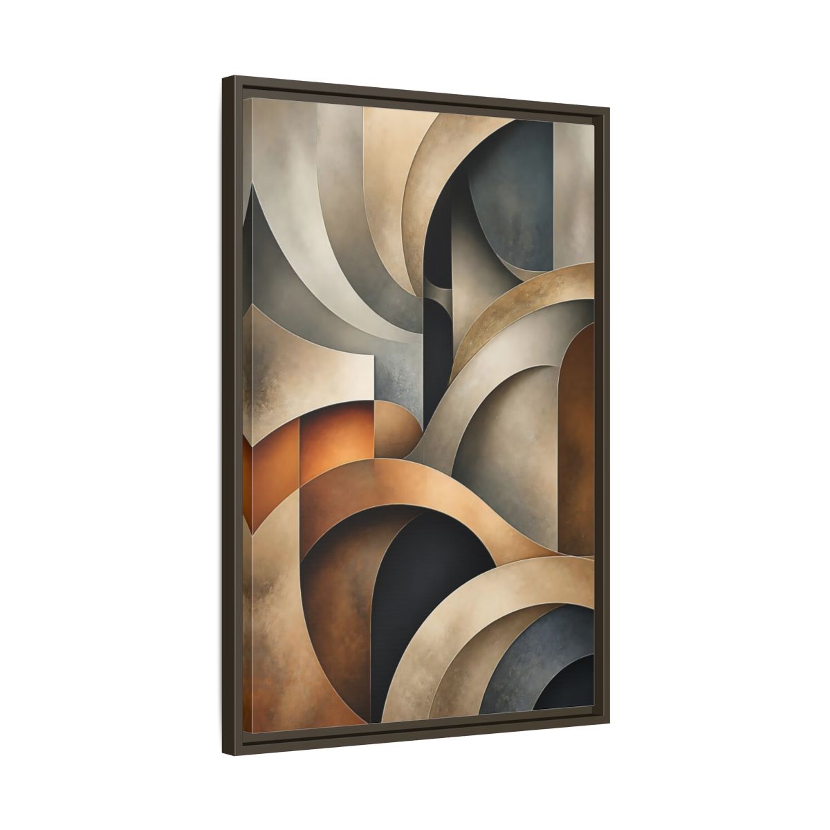 Side Mockup 11. Abstract Geometric Shapes Brown Beige Geometric shown as stretched canvas wall art