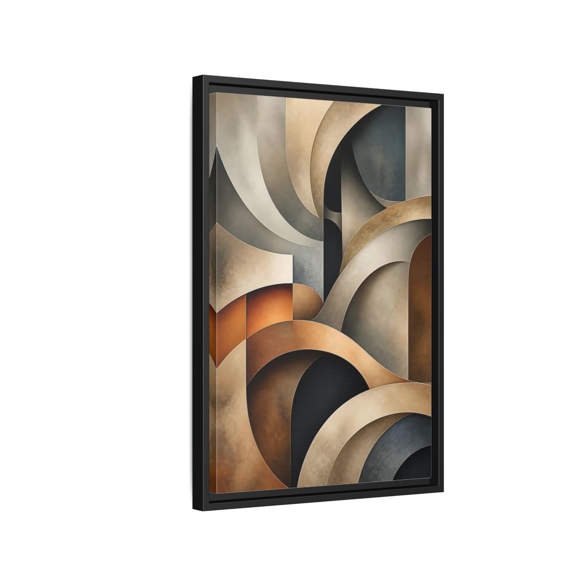 Side Mockup 3. Abstract Geometric Shapes Brown Beige Geometric shown as stretched canvas wall art