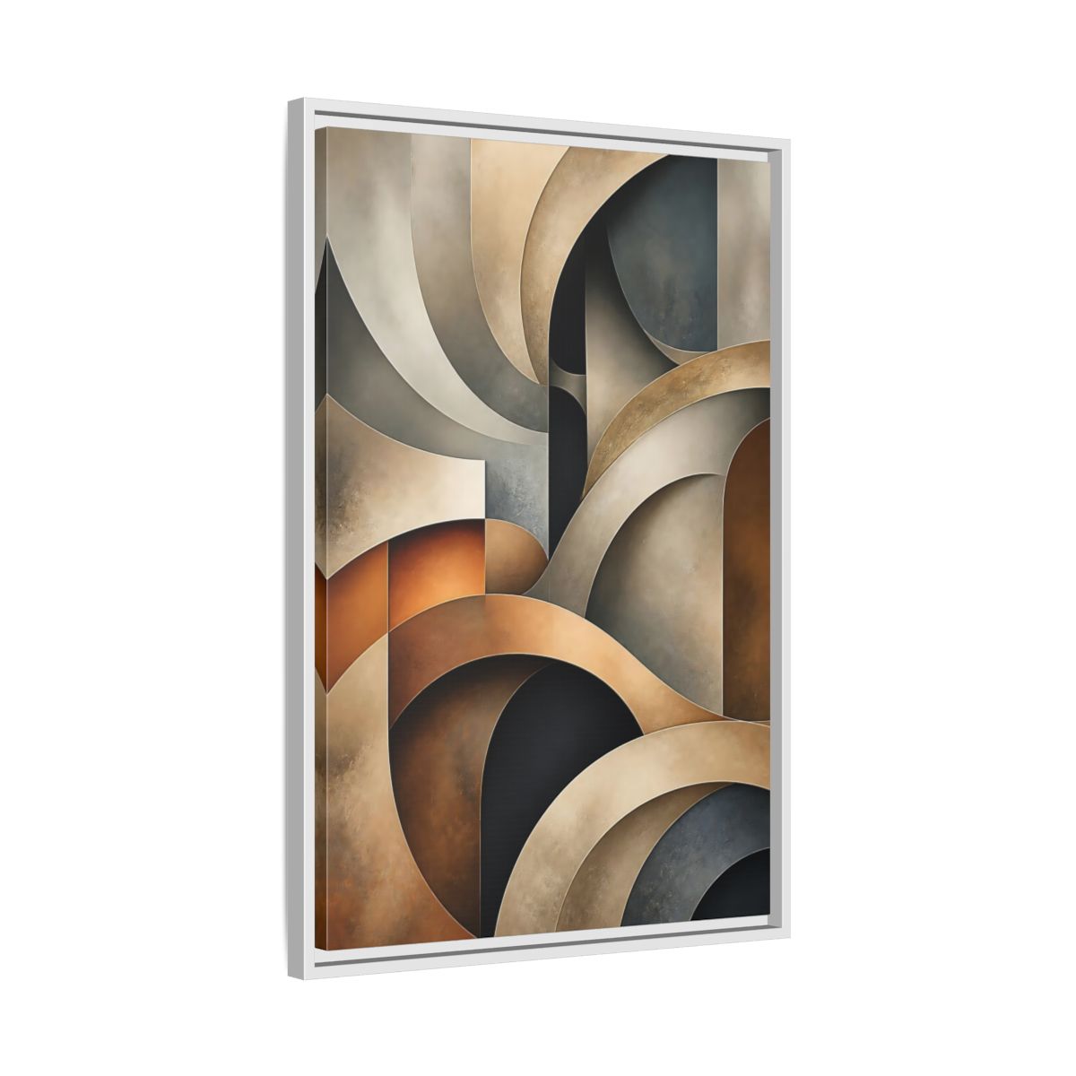 Side Mockup 10. Abstract Geometric Shapes Brown Beige Geometric shown as stretched canvas wall art