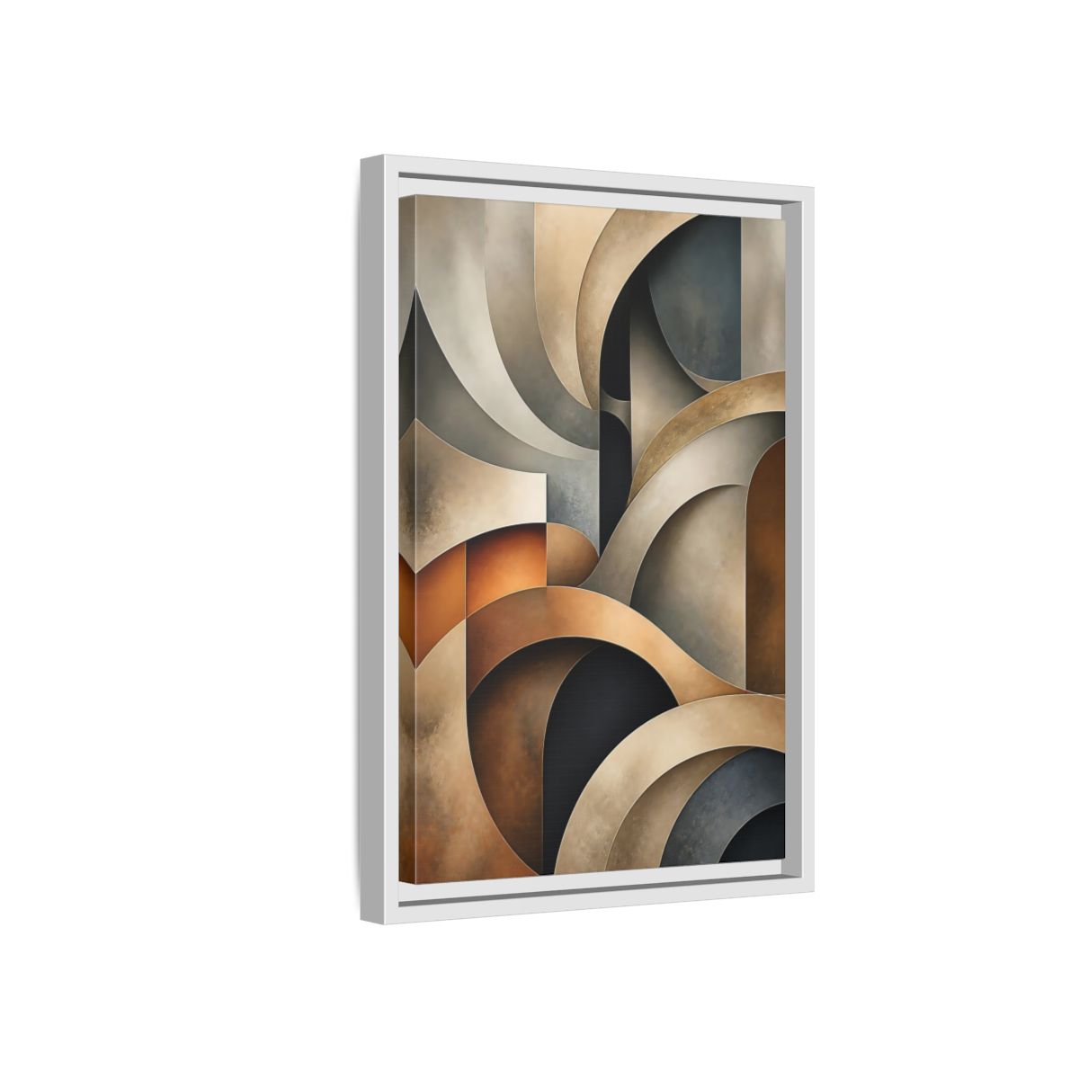 Side Mockup 4. Abstract Geometric Shapes Brown Beige Geometric shown as stretched canvas wall art