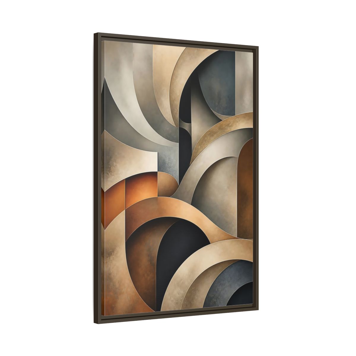 Main Mockup. Abstract Geometric Shapes Brown Beige Geometric shown as stretched canvas wall art