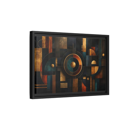Side Mockup 6. Abstract Geometric Shapes Dark Gold Abstract shown as stretched canvas wall art