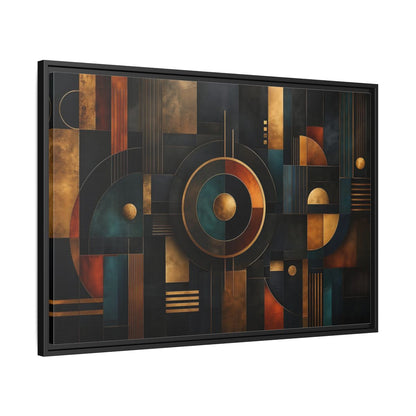Side Mockup 13. Abstract Geometric Shapes Dark Gold Abstract shown as stretched canvas wall art