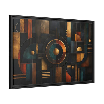 Side Mockup 14. Abstract Geometric Shapes Dark Gold Abstract shown as stretched canvas wall art