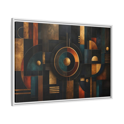 Side Mockup 9. Abstract Geometric Shapes Dark Gold Abstract shown as stretched canvas wall art