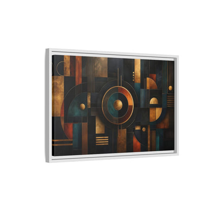 Side Mockup 1. Abstract Geometric Shapes Dark Gold Abstract shown as stretched canvas wall art