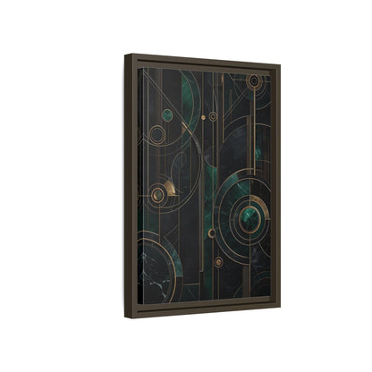 Side Mockup 5. Abstract Geometric Shapes Emerald Gold Geometric shown as stretched canvas wall art