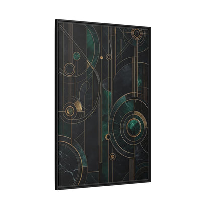 Side Mockup 12. Abstract Geometric Shapes Emerald Gold Geometric shown as stretched canvas wall art