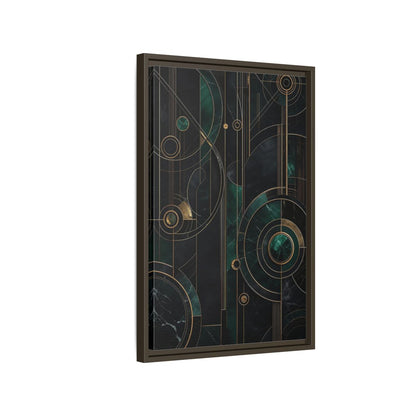 Side Mockup 2. Abstract Geometric Shapes Emerald Gold Geometric shown as stretched canvas wall art