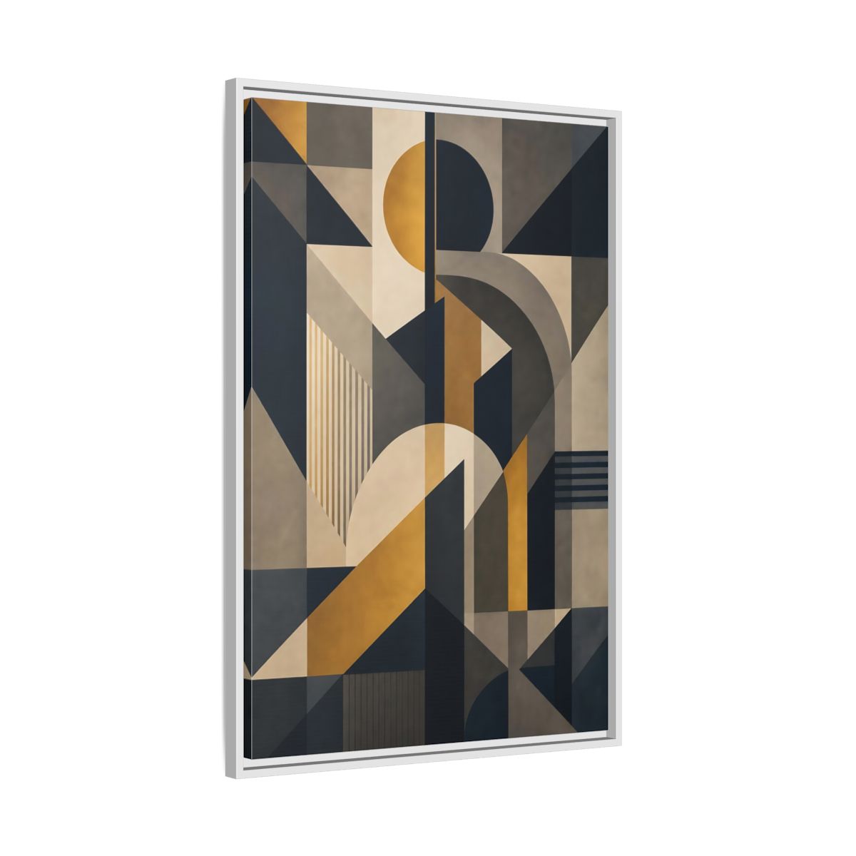 Abstract Geometric Shapes Framed Canvas Wall Art - Living Room Decor, Above Couch shown as canvas wall art