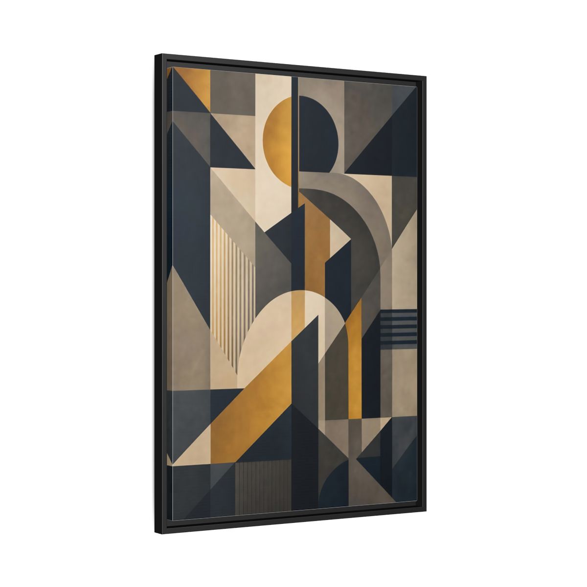 Abstract Geometric Shapes Framed Canvas Wall Art - Living Room Decor, Above Couch shown as canvas wall art