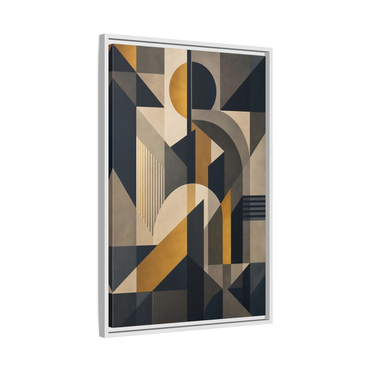 Abstract Geometric Shapes Framed Canvas Wall Art - Living Room Decor, Above Couch shown as canvas wall art