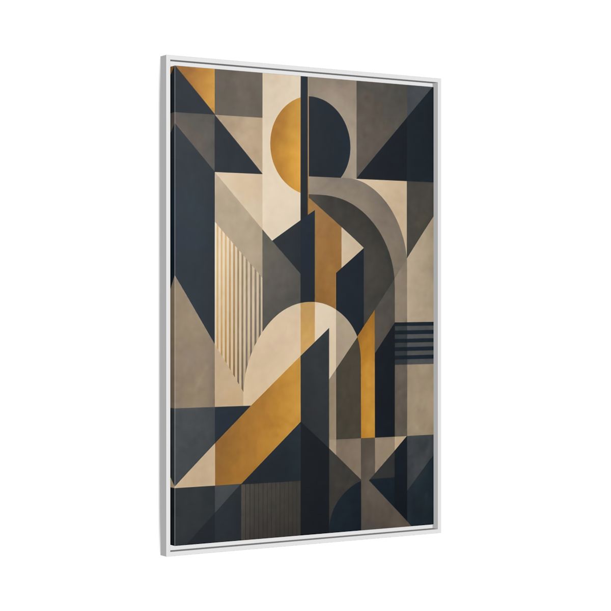 Abstract Geometric Shapes Framed Canvas Wall Art - Living Room Decor, Above Couch shown as canvas wall art