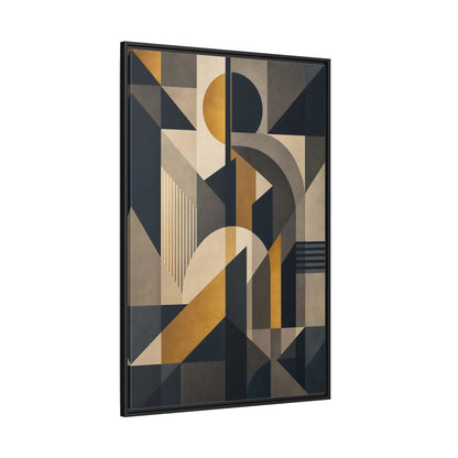 Abstract Geometric Shapes Framed Canvas Wall Art - Living Room Decor, Above Couch shown as canvas wall art