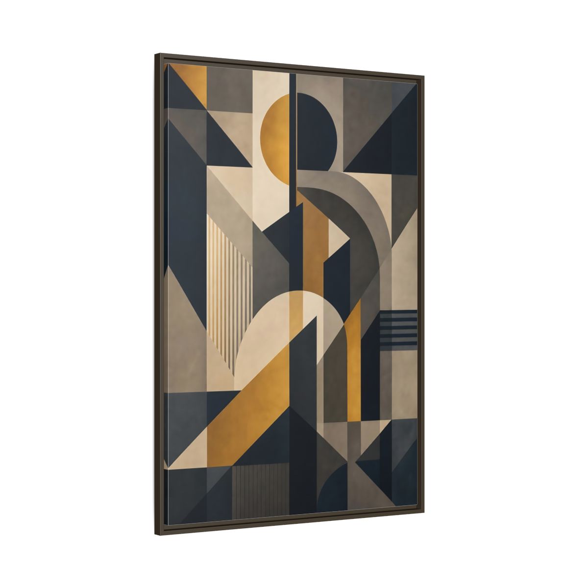 Abstract Geometric Shapes Framed Canvas Wall Art - Living Room Decor, Above Couch shown as canvas wall art