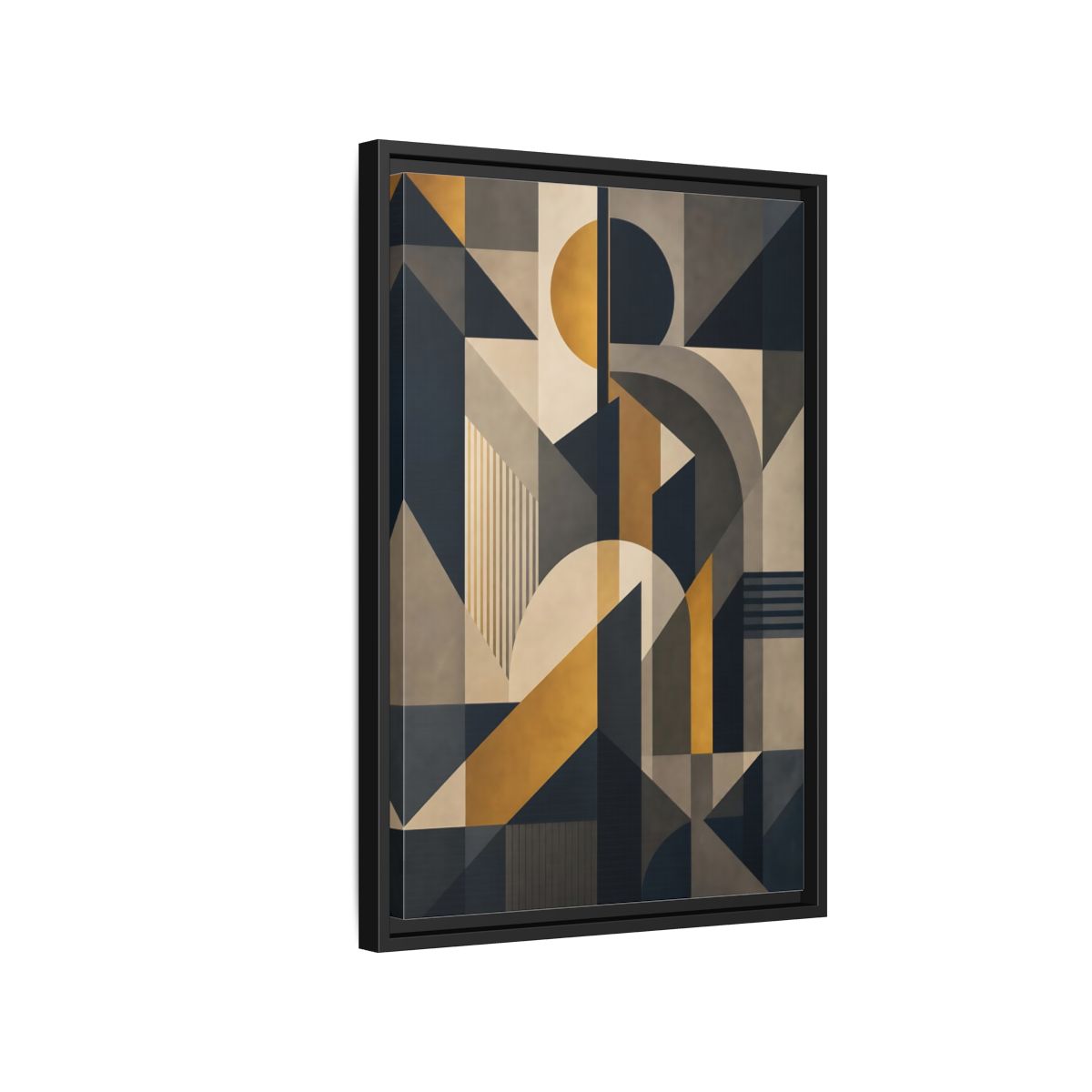 Abstract Geometric Shapes Framed Canvas Wall Art - Living Room Decor, Above Couch shown as canvas wall art