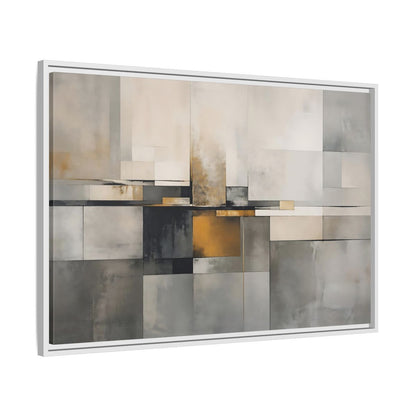 Side Mockup 9. Abstract Geometric Shapes Gray Gold Abstract shown as stretched canvas wall art