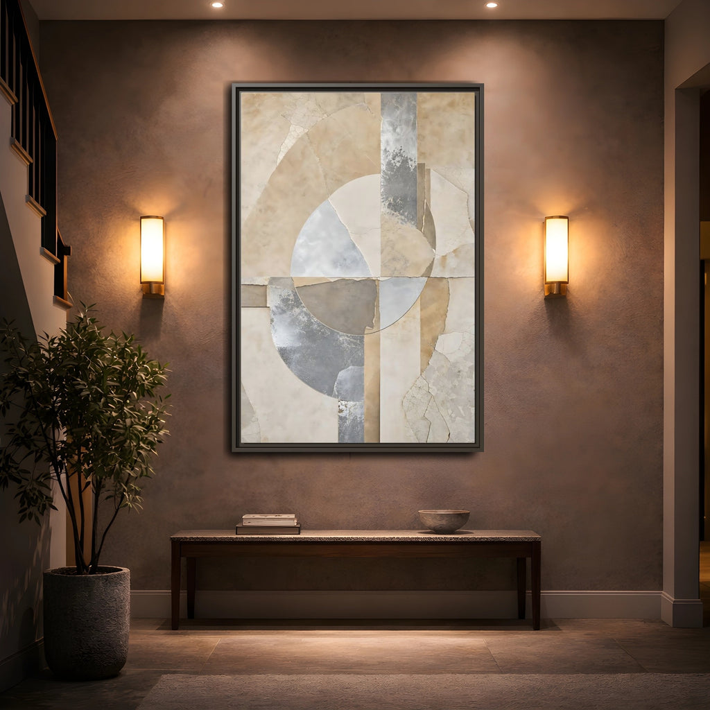 Mockup 2. Abstract Geometric Shapes Neutral Abstract shown as stretched canvas wall art