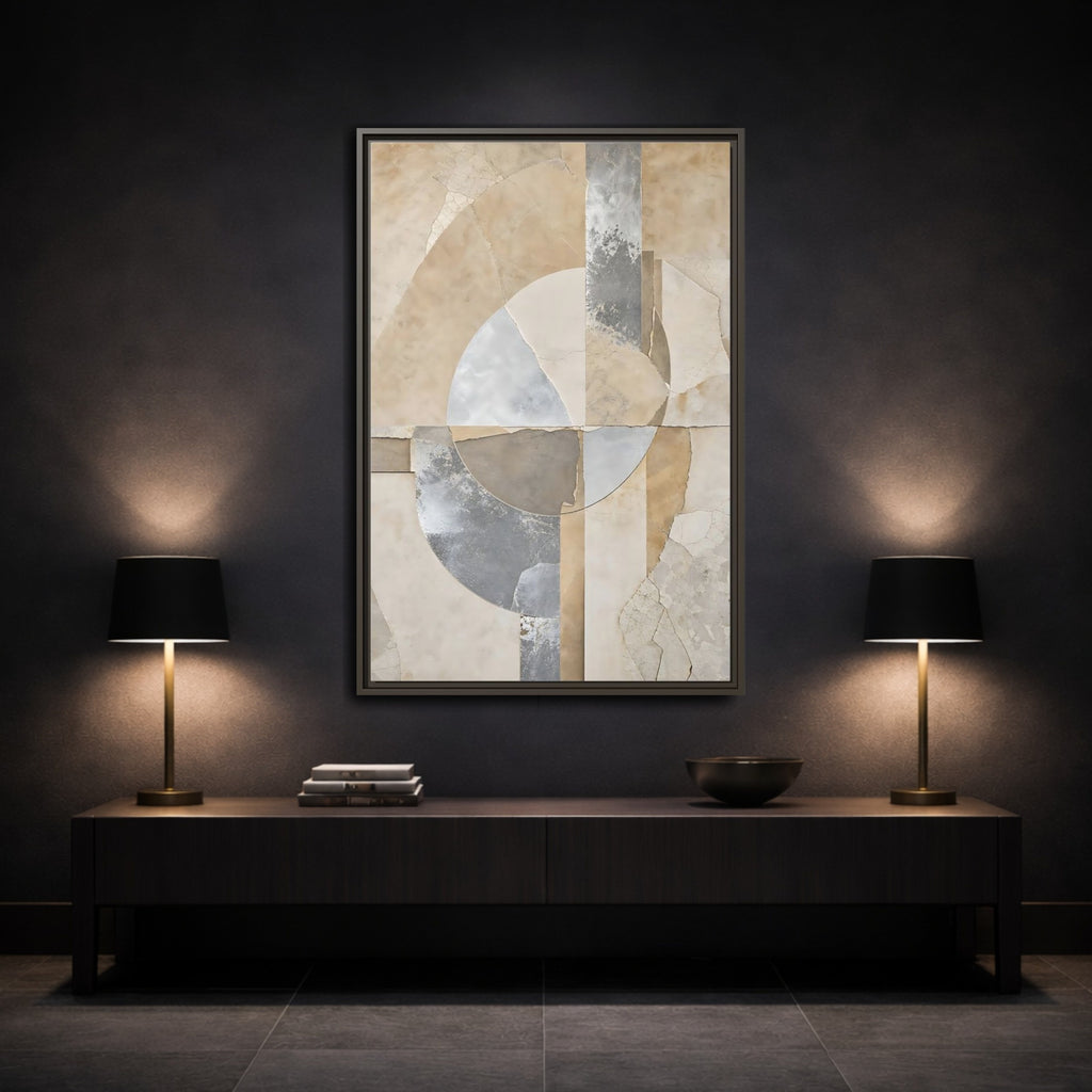 Mockup 3. Abstract Geometric Shapes Neutral Abstract shown as stretched canvas wall art