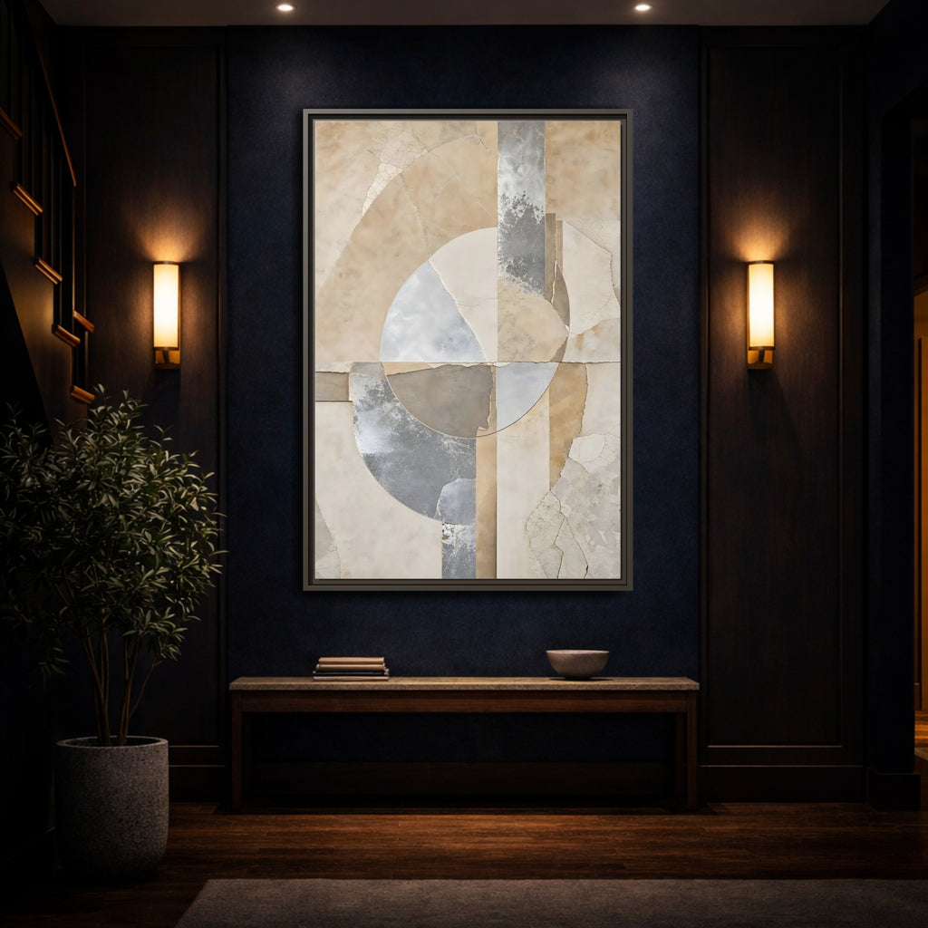 Mockup 4. Abstract Geometric Shapes Neutral Abstract shown as stretched canvas wall art