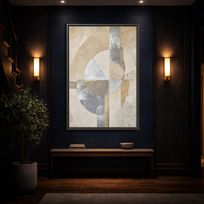 Mockup 4. Abstract Geometric Shapes Neutral Abstract shown as stretched canvas wall art