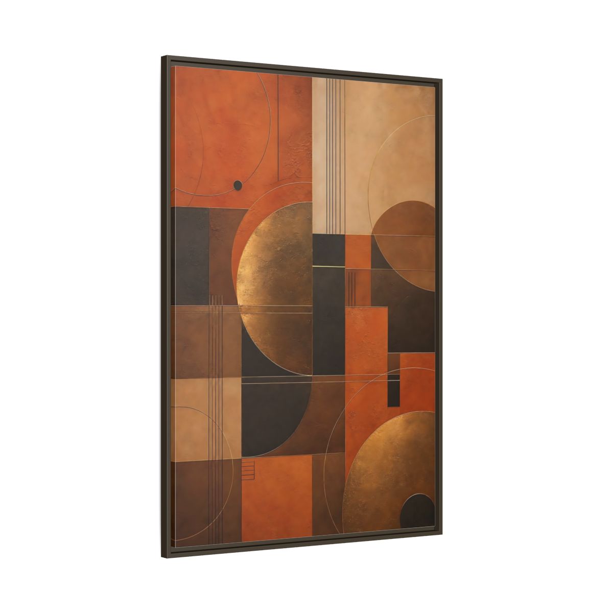 Side Mockup 8. Abstract Geometric Shapes Abstract Terracotta Gold shown as stretched canvas wall art