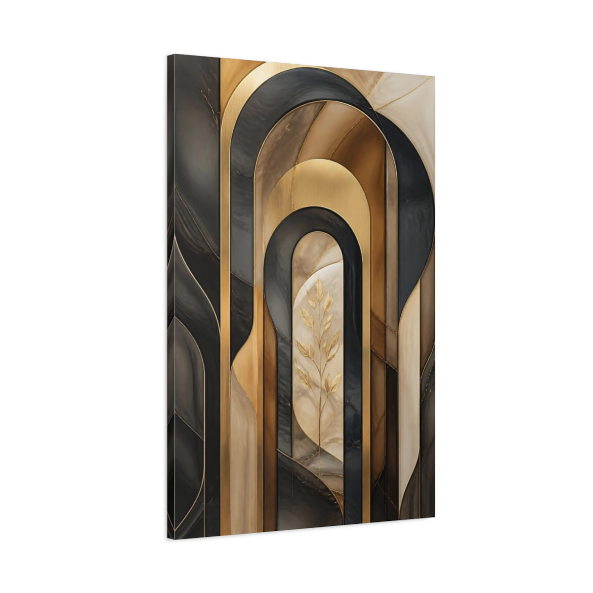 Main Mockup. Abstract Gold Arch Composition shown as canvas print