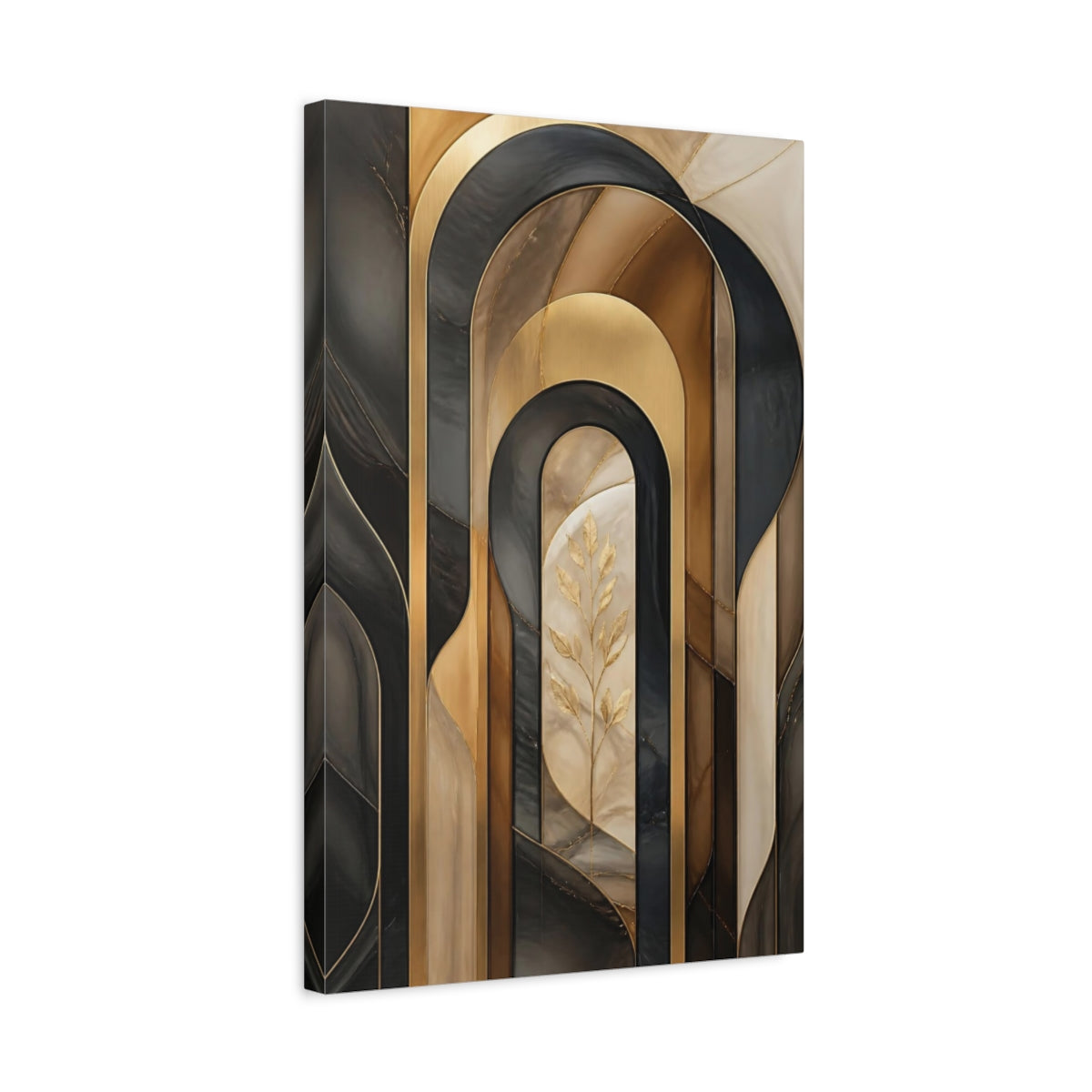 Side Mockup 3. Abstract Gold Arch Composition shown as canvas print