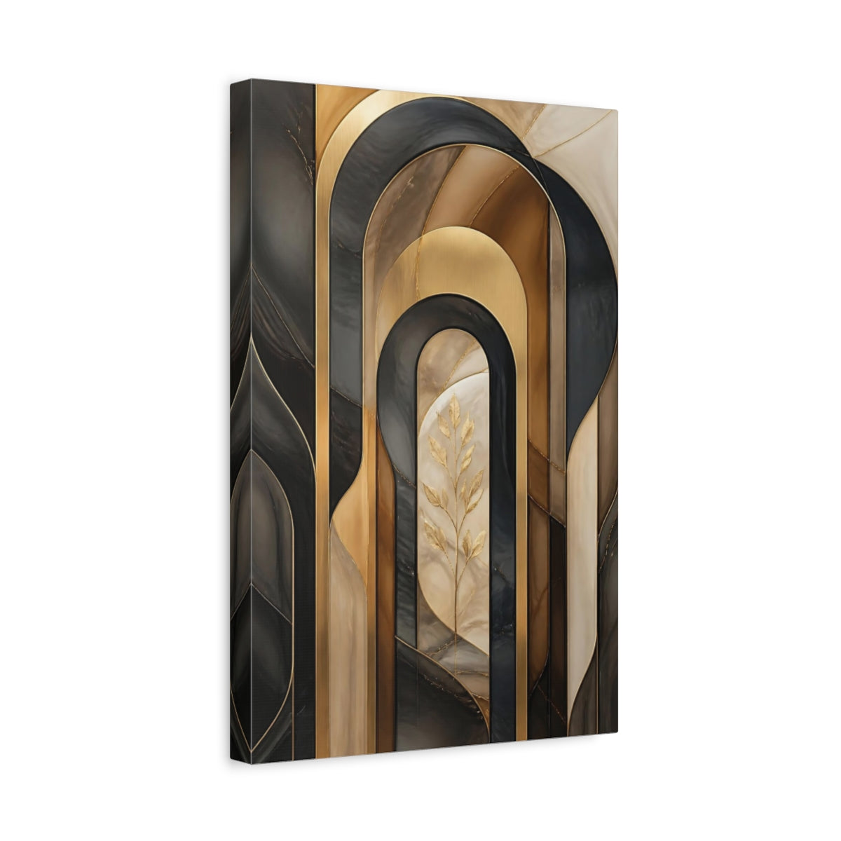 Side Mockup 4. Abstract Gold Arch Composition shown as canvas print