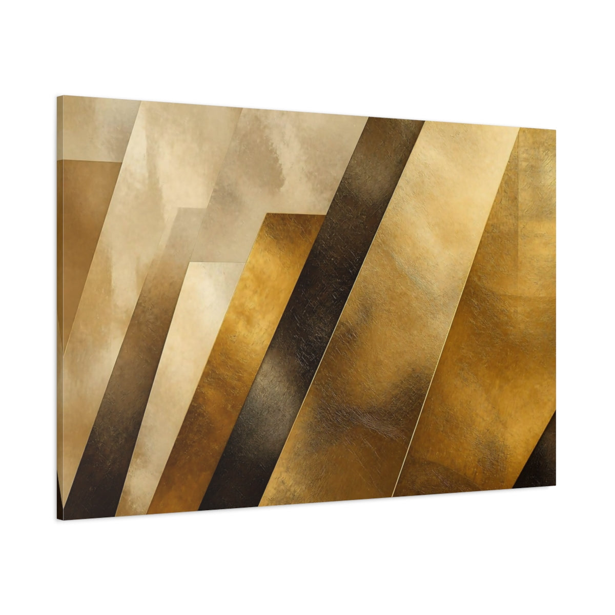 Side Mockup 1. Abstract Gold Bands Accent shown as canvas print