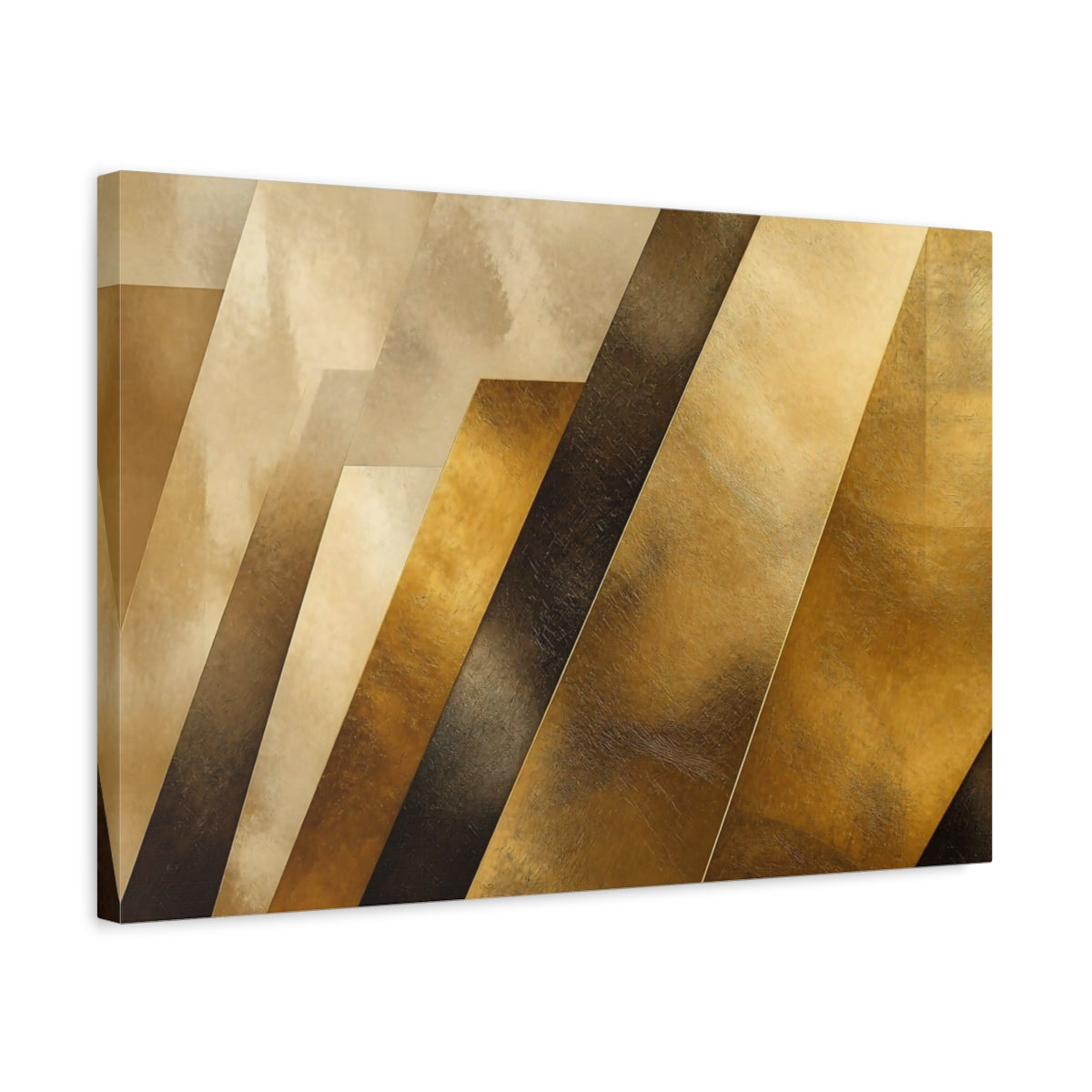 Side Mockup 3. Abstract Gold Bands Accent shown as canvas print