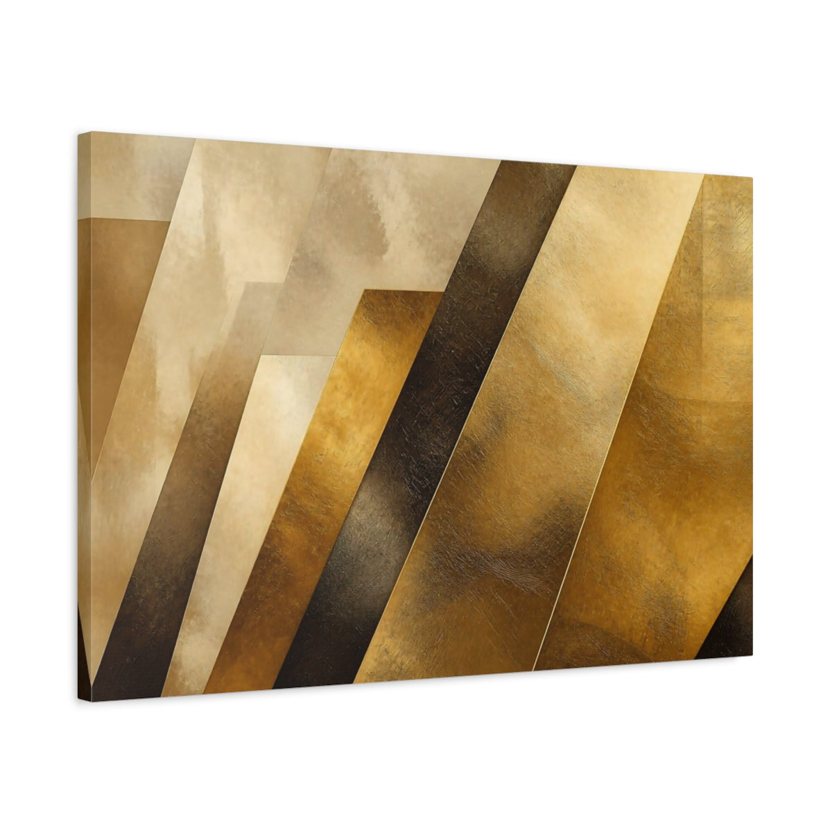 Side Mockup 2. Abstract Gold Bands Accent shown as canvas print