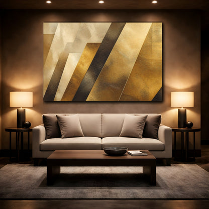 Mockup 2. Abstract Gold Bands Accent shown as canvas print