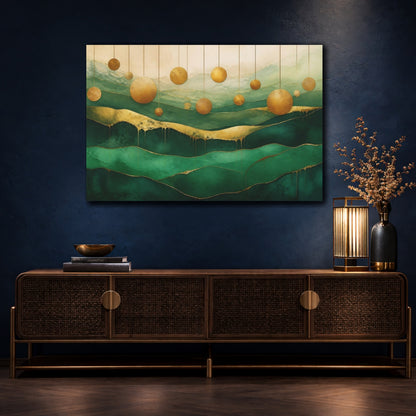 Mockup 4. Abstract Gold Discs shown as canvas print