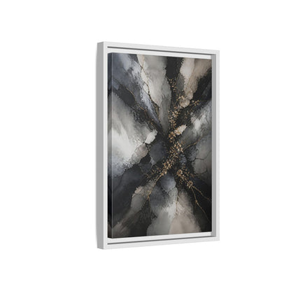 Side Mockup 4. Abstract Gold Floral Black And Gold shown as stretched canvas wall art