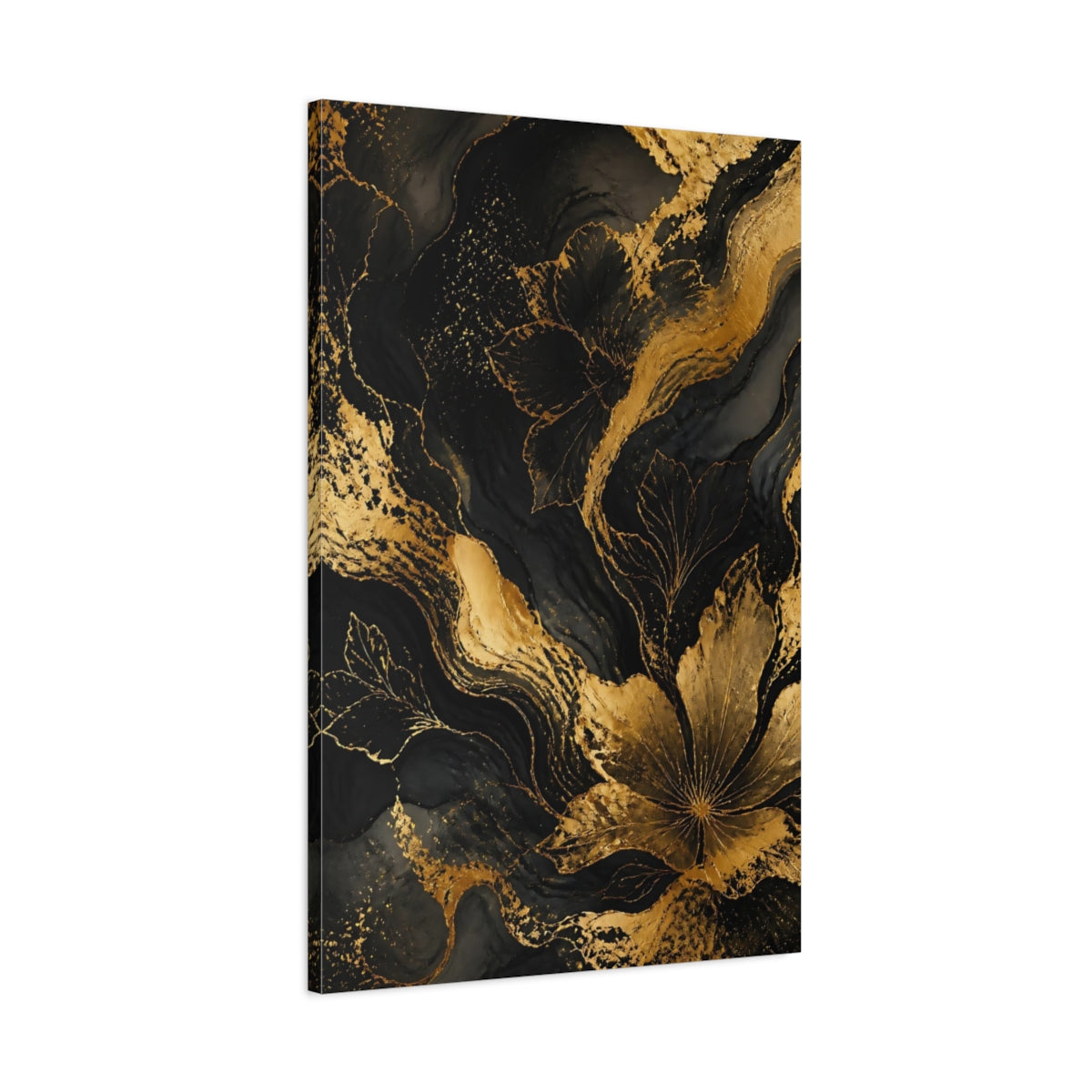 Main Mockup. Abstract Gold Floral Contour shown as canvas print