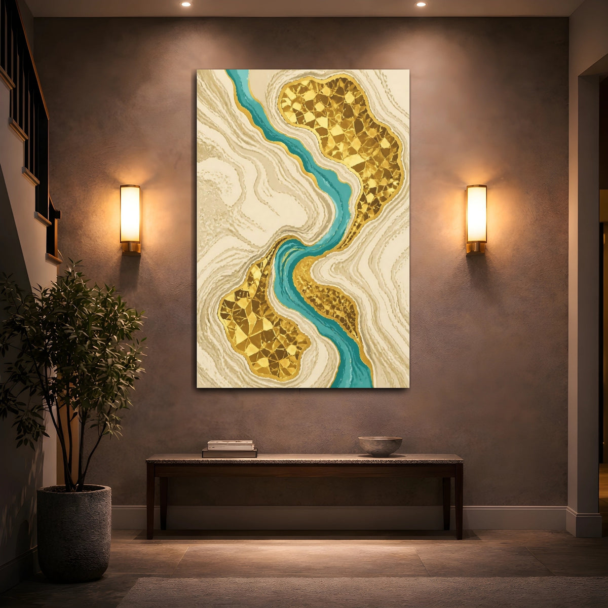 Mockup 2. Abstract Gold Geode shown as canvas print