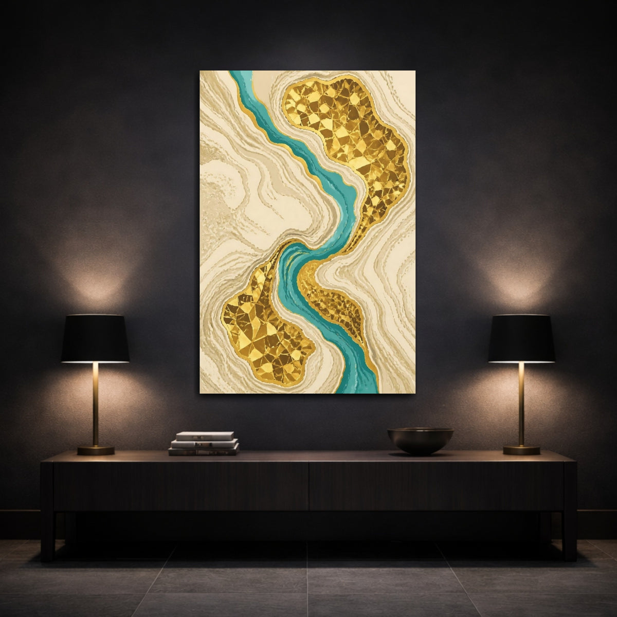 Mockup 3. Abstract Gold Geode shown as canvas print