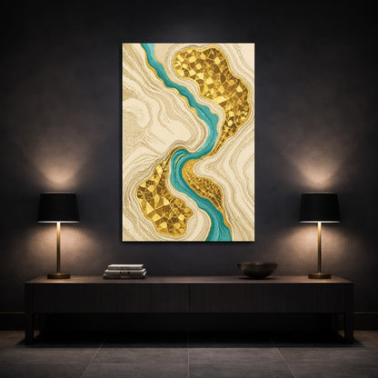 Mockup 3. Abstract Gold Geode shown as canvas print