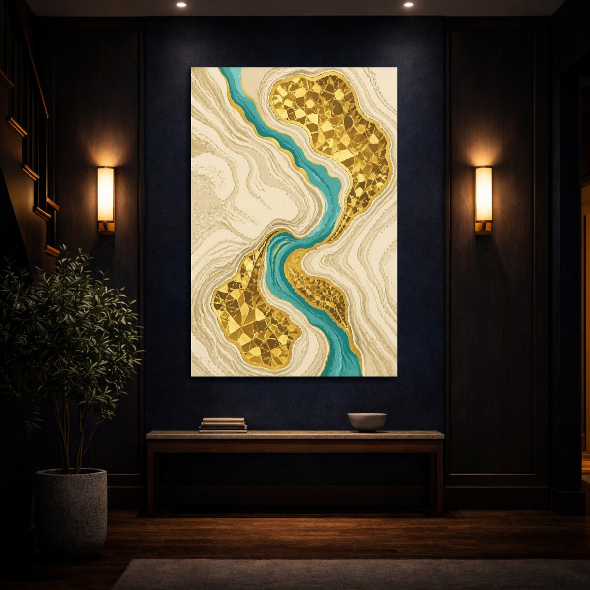 Mockup 4. Abstract Gold Geode shown as canvas print