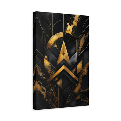 Side Mockup 4. Abstract Gold Geometry shown as canvas print