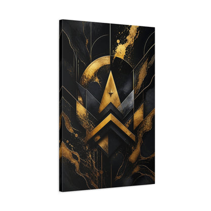 Side Mockup 2. Abstract Gold Geometry shown as canvas print