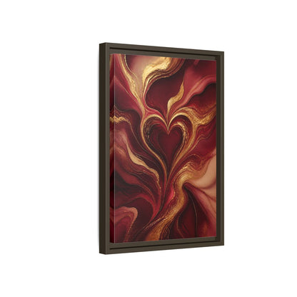 Side Mockup 5. Abstract Gold Heart shown as framed canvas print