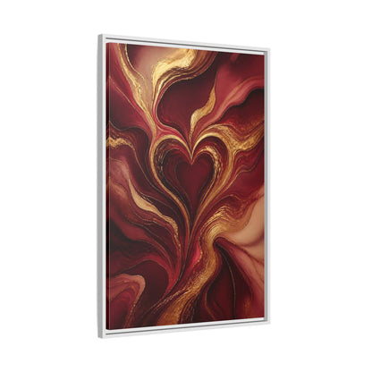 Side Mockup 9. Abstract Gold Heart shown as framed canvas print
