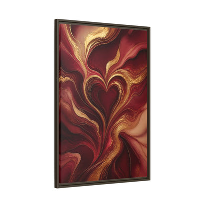 Main Mockup. Abstract Gold Heart shown as framed canvas print